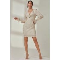 Twist Front Metallic Stripe Bodycon Dress
