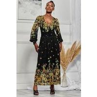 Amica Symmetrical Print Lace Maxi Dress