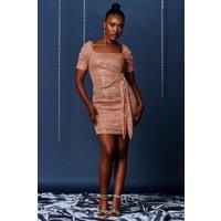 Sequin Square Neck Pencil Dress