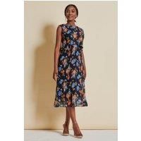 Chiffon Pleated Overlay Midi Dress