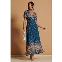 Mirrored Mesh Angel Sleeve Maxi Dress