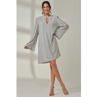 Metallic Keyhole Detail Tunic Dress