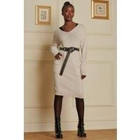 V Neck Knitted Jumper Dress