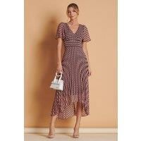 Angel Sleeve Pleated Chiffon Maxi Dress