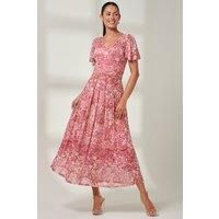 Bianca V-Neck Pleated Mesh Maxi Dress