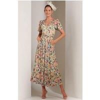 Bianca V-Neck Pleated Mesh Maxi Dress