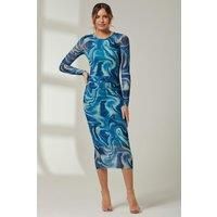 Mabyn Mesh Long Sleeve Midaxi Dress