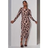 Gionna Mesh Long Sleeve Midaxi Dress