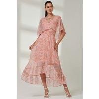 Frill V-neck Chiffon Maxi Dress