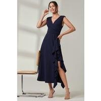 Wrap Front Frill Detail Maxi Dress