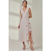 Wrap Front Frill Detail Maxi Dress