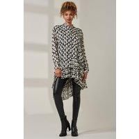 Jolie Moi Women's Asymmetric Tiered Hem Shirt in Black | Size: 8