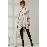 Jolie Moi Women's Asymmetric Tiered Hem Shirt in Cream | Size: 10