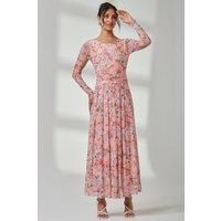 Floral Long Sleeve Mesh Maxi Dress