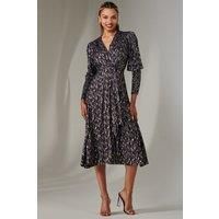 Layla Long Sleeve Metallic Wrap Dress