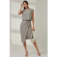 Tiered Draped Pencil Dress
