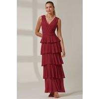 Plain Tiered Mesh Maxi Dress