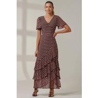 Geo Print Tiered Maxi Dress