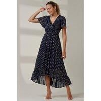 Metallic Effect Angel Sleeve Maxi Dress