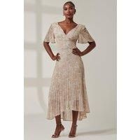 Chelsea Pleated Chiffon Dip Hem Maxi Dre