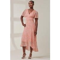 Chelsea Pleated Chiffon Dip Hem Maxi Dre