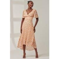 Chelsea Pleated Chiffon Dip Hem Maxi Dre