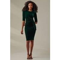 Velvet Side Tie Midi Dress