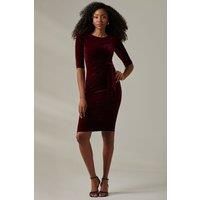 Velvet Side Tie Midi Dress
