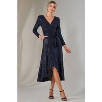 Long Sleeve Metallic Spot Maxi Dress