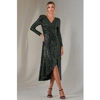 Long Sleeve Metallic Spot Maxi Dress
