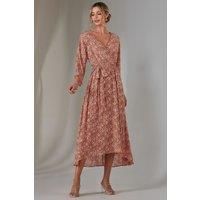 Gold Spot Printed Chiffon Maxi Dress