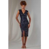 Deja Sequin Midi Dress With Slit