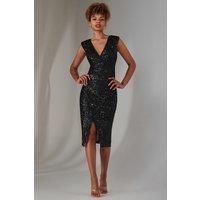 Deja Sequin Midi Dress With Slit
