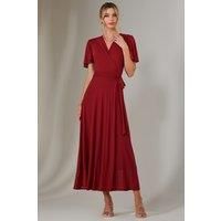 Plain Angel Sleeve Wrapped Maxi Dress