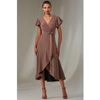 Marlie Metallic Angel Sleeve Maxi Dress