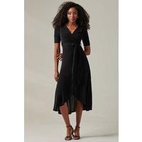 Metallic Tie Waist Wrapped Maxi Dress