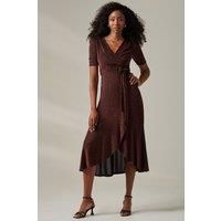 Metallic Tie Waist Wrapped Maxi Dress