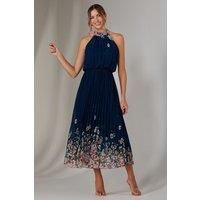 Pleated Halterneck Maxi Dress
