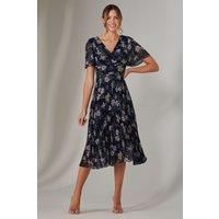 Chiffon Pleated Wrap Midaxi Dress