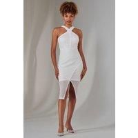 Cross Neck Slit Bodycon Dress