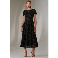 Metallic Spot Chiffon Midimix Dress