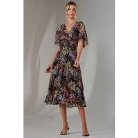 Floral Print Chiffon Pleated Dress