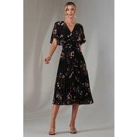 Floral Print Chiffon Pleated Dress