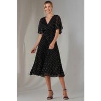 Metallic Spot Chiffon Pleated Dress