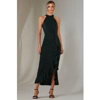 Halter Neck Frill Jersey Maxi Dress