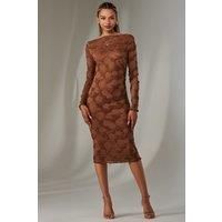 Long Sleeve Textured Midi Dress