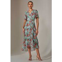 Angel Sleeve Pleated Chiffon Maxi Dress