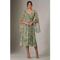 Chiffon Split Sleeve Midaxi Dress