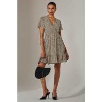 Chiffon Short Sleeve Tie Waist Mini Dress