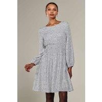 Long Sleeve Ruched Waist Midi Dress